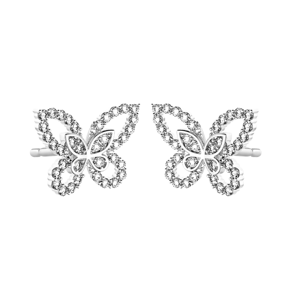 Hoa tai đính đá CZ vàng 10K Butterfly NS