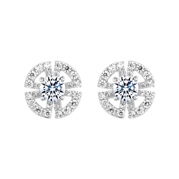 Hoa tai đính đá CZ vàng 18K Shina