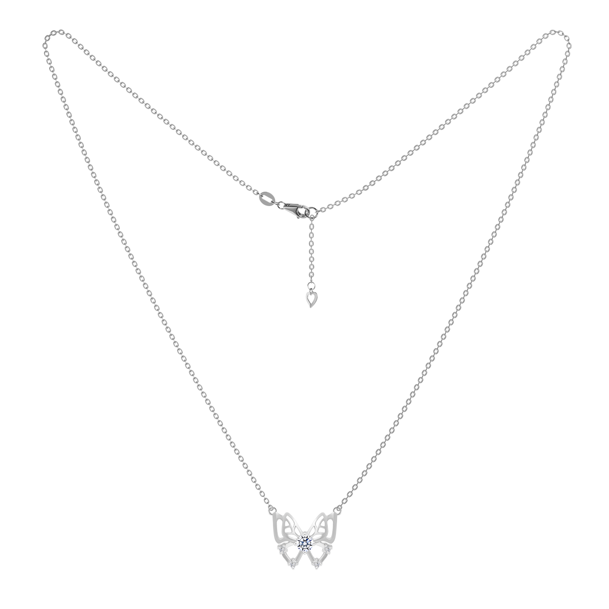 Dây liền mặt đính đá CZ vàng 14K Butterflying 2C