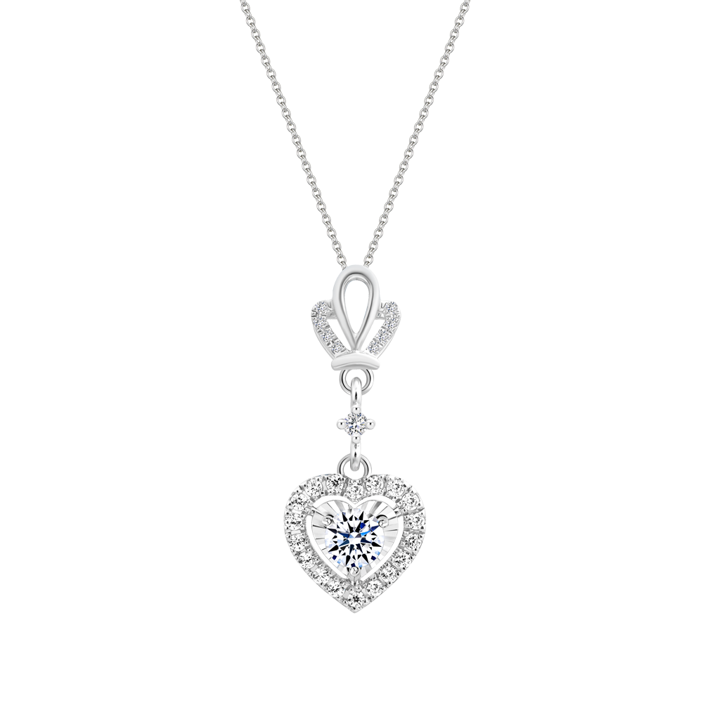 Mặt kim cương 8 Hearts & Arrows vàng 14K Heartest crown H&A 2C