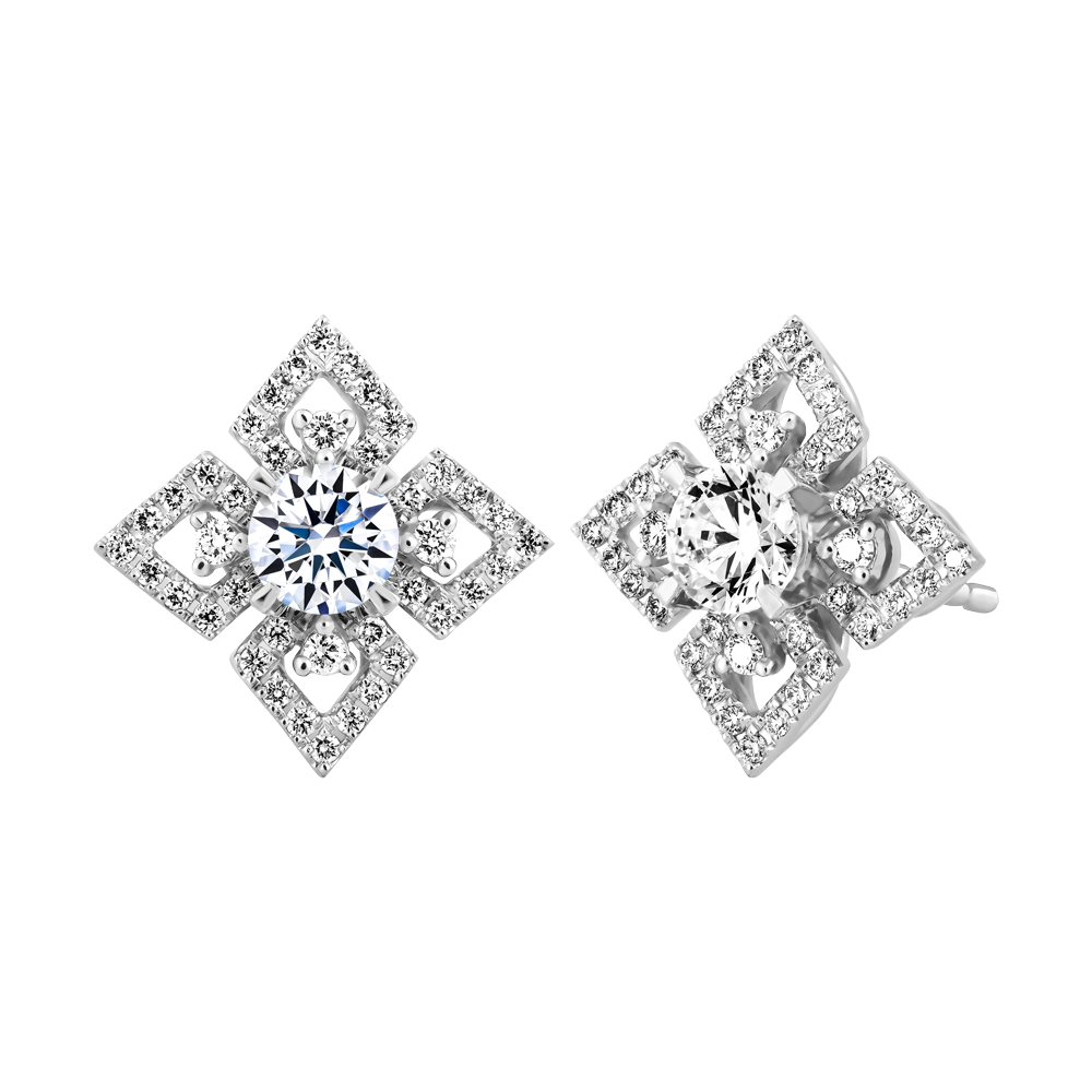 Hoa tai kim cương 8 Hearts & Arrows vàng 14K Luxurious H&A 2C GVER0091766