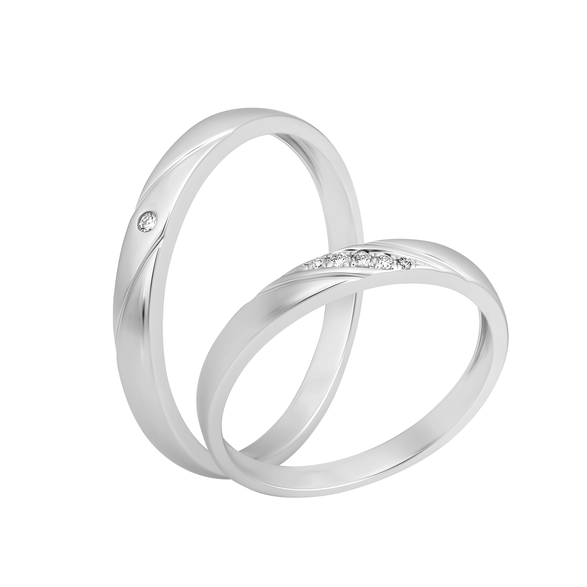 Nhẫn cưới nữ kim cương viên vàng 18K Continy F