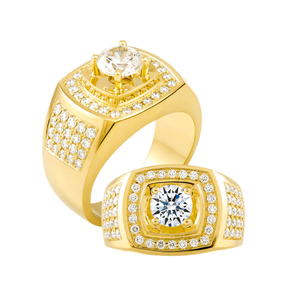 Nhẫn nam kim cương tấm vàng 14K Rollsing 1CT Y