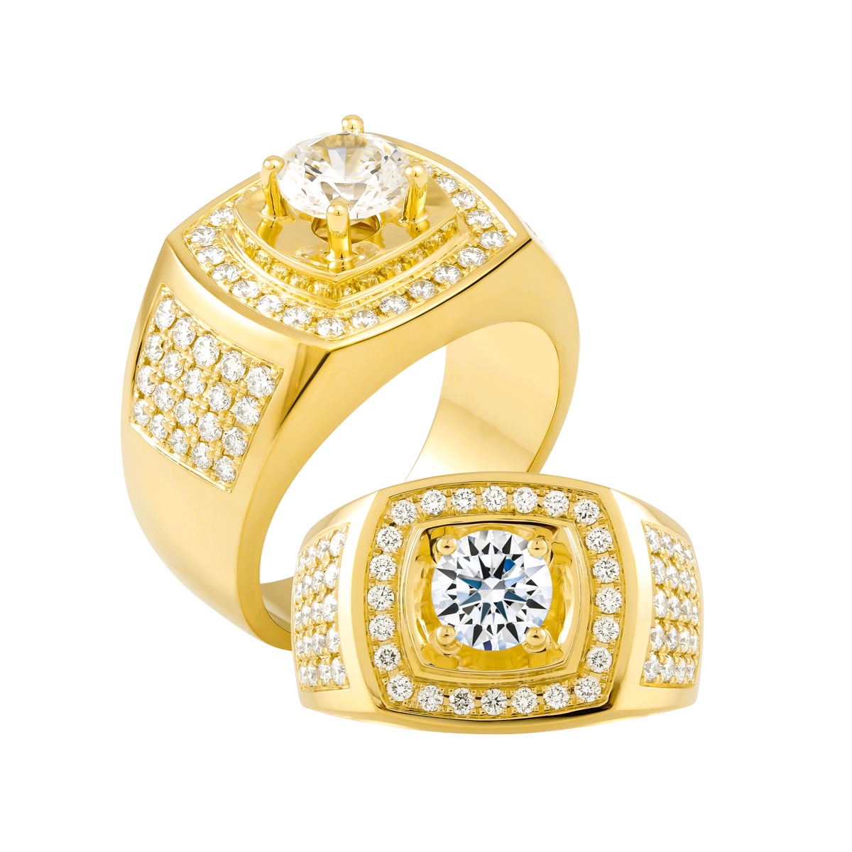 Nhẫn nam kim cương tấm vàng 14K Rollsing 1CT Y