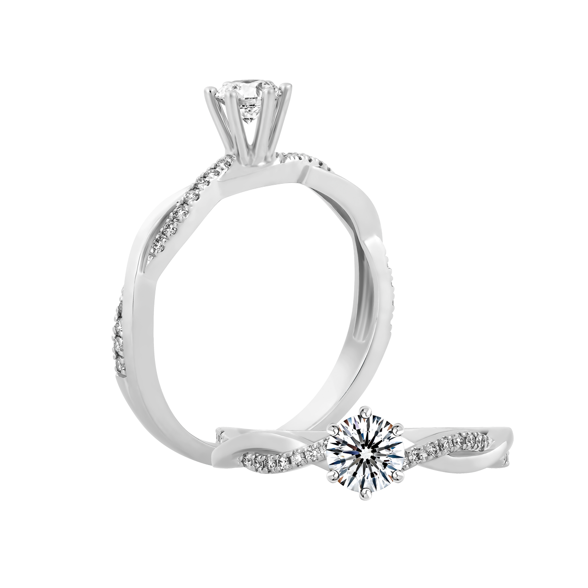 Nhẫn nữ kim cương 8 Hearts & Arrows vàng 14K Zemora H&A 3C GVRG0260014