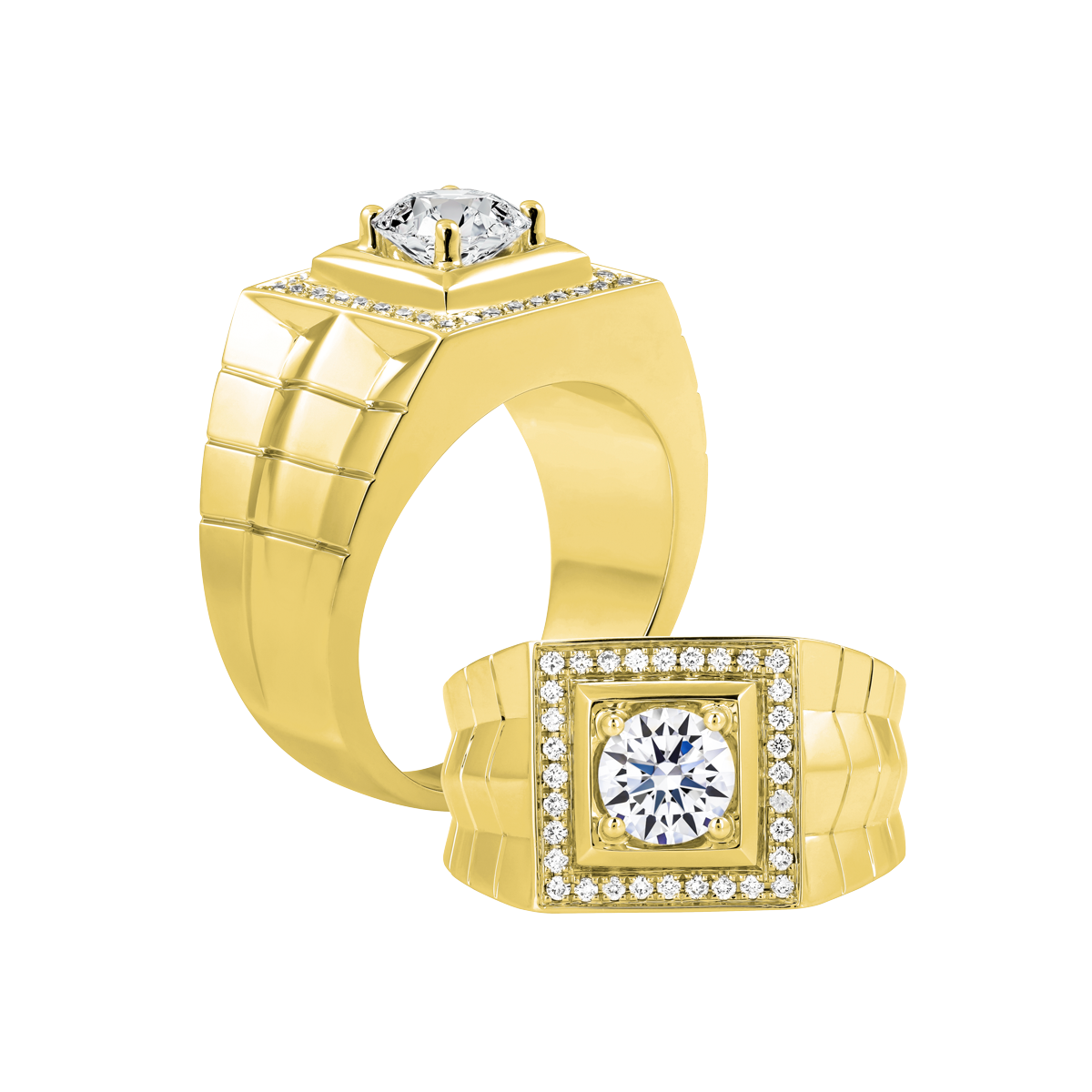 Nhẫn nam kim cương tấm vàng 14K Huracan 5C Y GVRG0182890