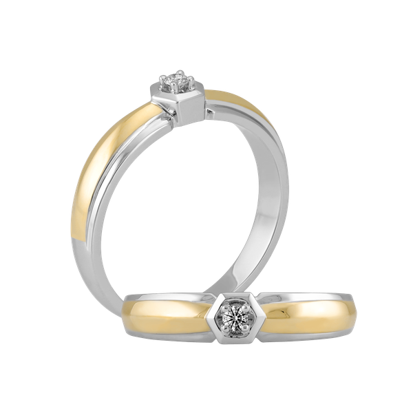 Nhẫn cưới nam kim cương viên vàng 14K Tristina M