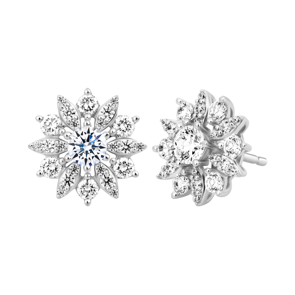 Hoa tai đính đá CZ vàng 10K Flority 5C