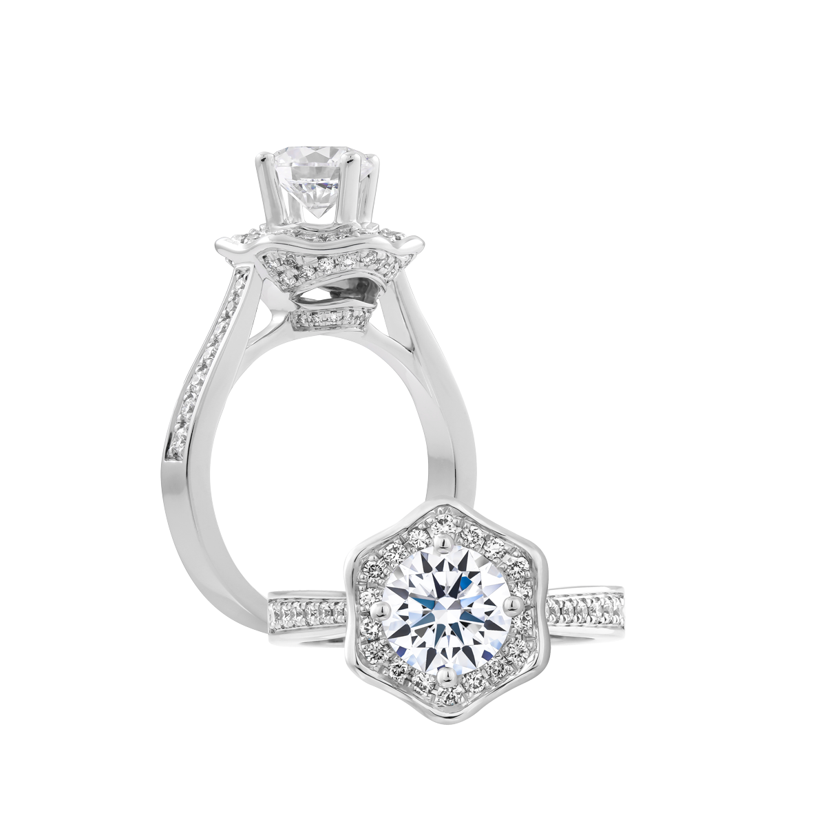 Nhẫn nữ kim cương tấm vàng 14K Homage N 3C