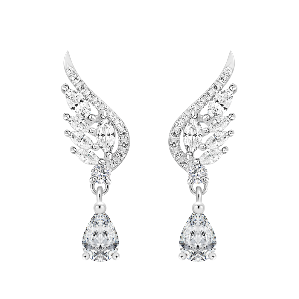 Hoa tai đính đá CZ vàng 18K Swanies