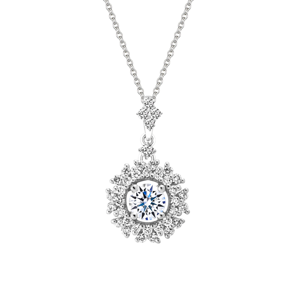 Mặt kim cương 8 Hearts & Arrows vàng 14K Begonia 2 H&A 2C