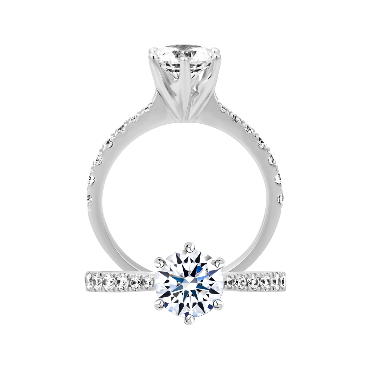 Ổ nhẫn nữ kim cương tấm vàng 14K Lurita V2 1CT