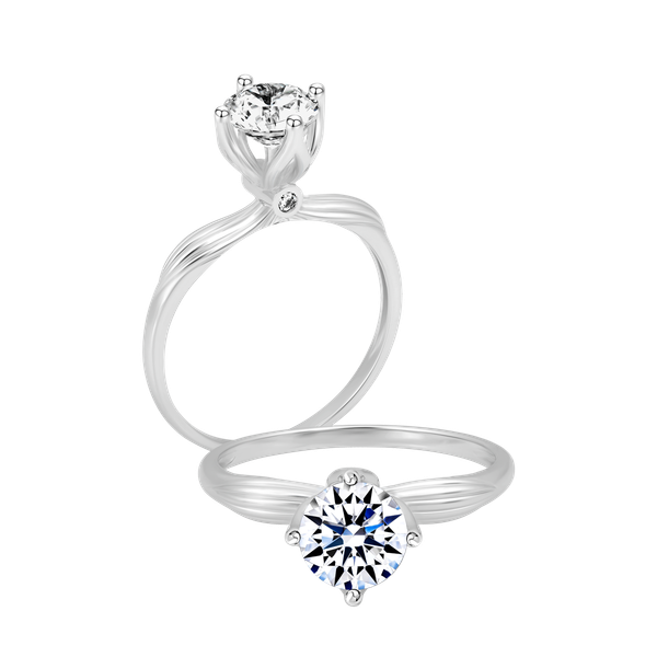 Nhẫn nữ kim cương tấm vàng 14K Lotus flower 1CT