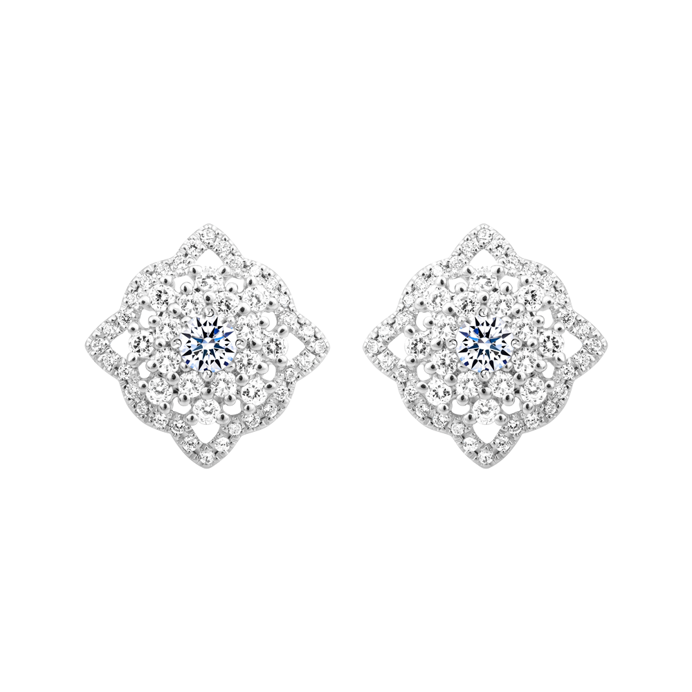 Hoa tai đính đá CZ vàng 18K Sando