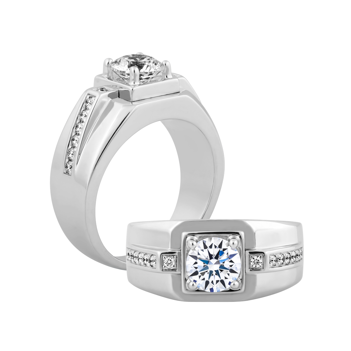 Ổ nhẫn nam kim cương tấm vàng 14K Candid N 5C W