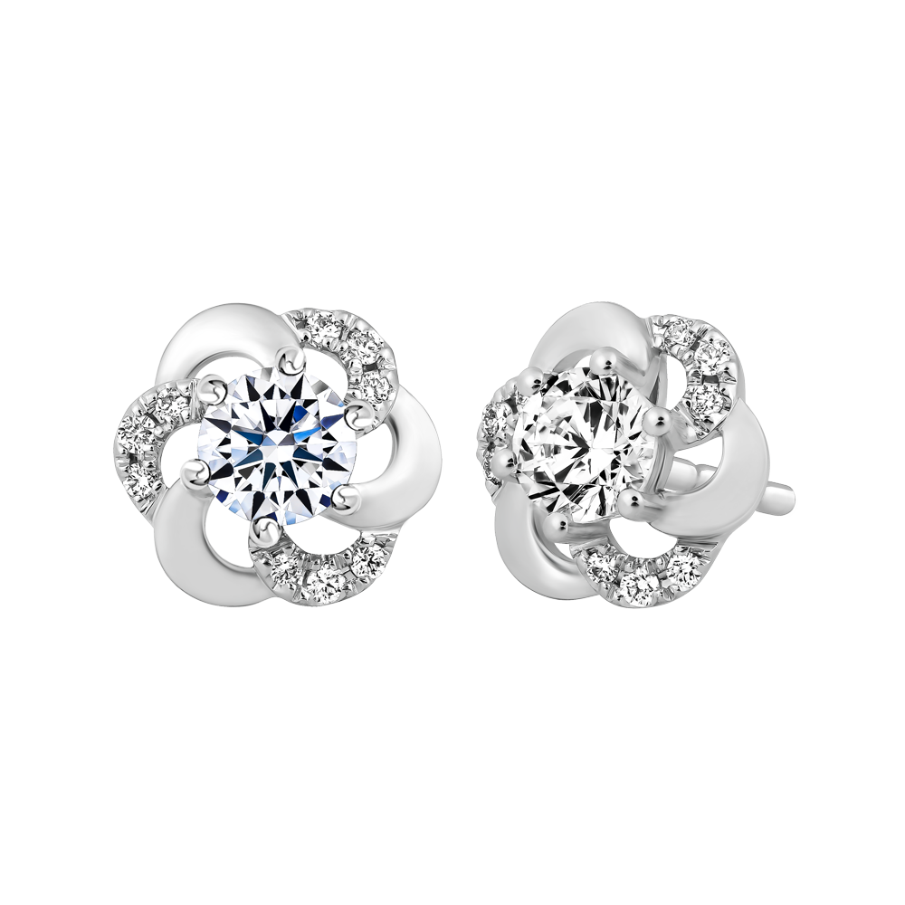 Hoa tai kim cương 8 Hearts & Arrows vàng 14K Ketaki H&A 2C GVER0092551