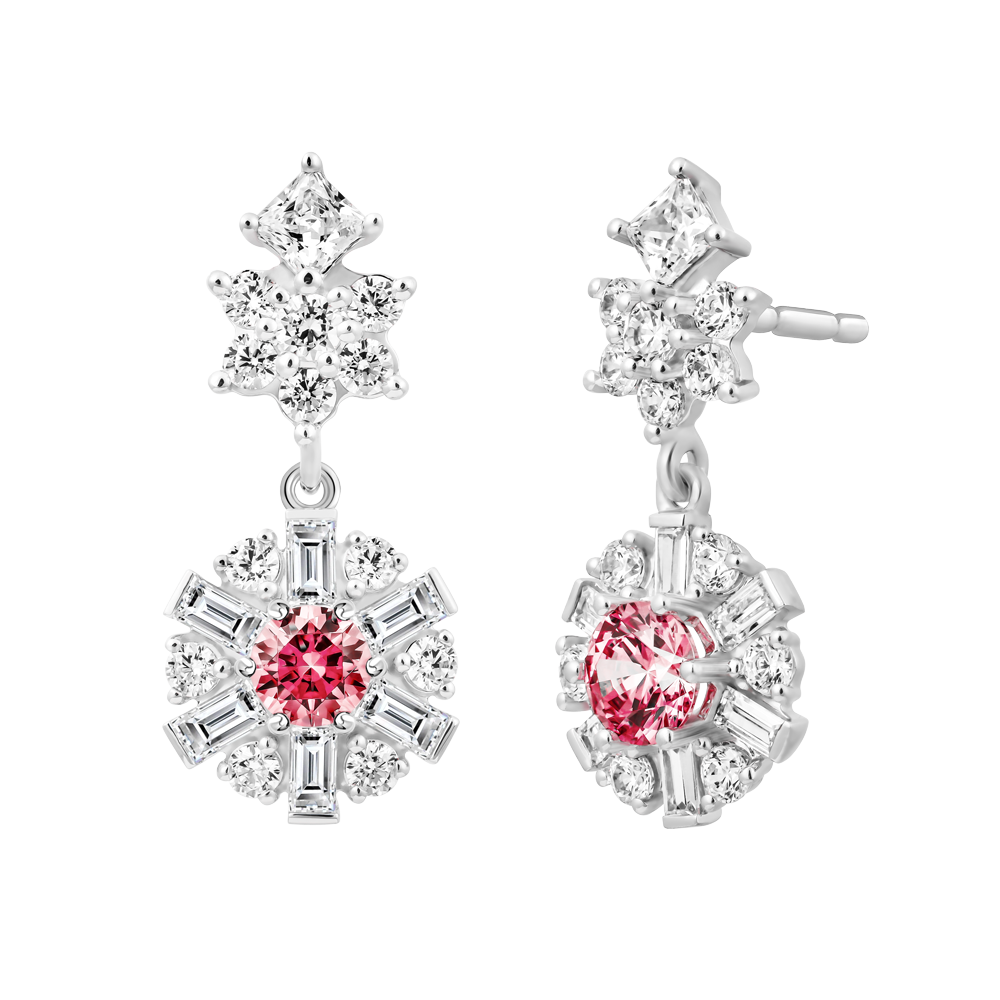 Hoa tai đính đá CZ vàng 14K Brighty RED 5C