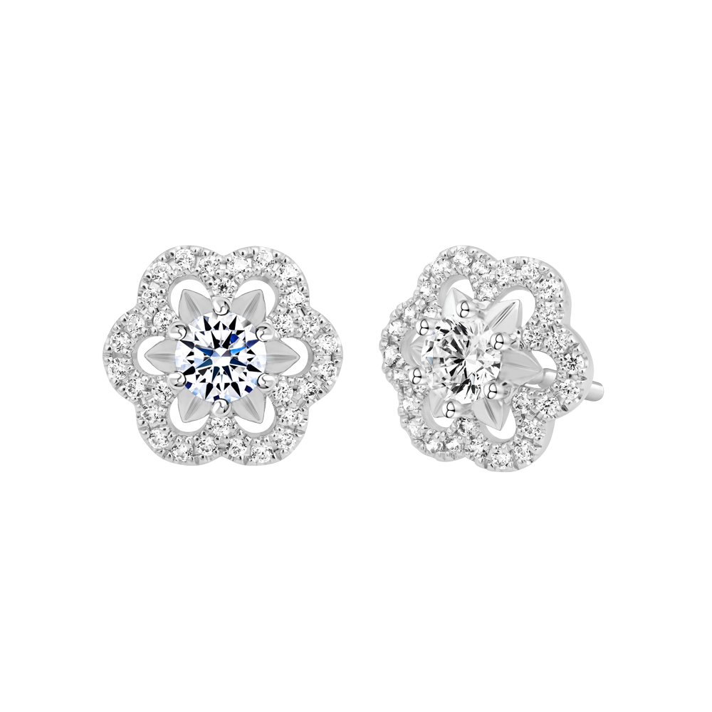Hoa tai đính đá CZ vàng 18K Cherish V2