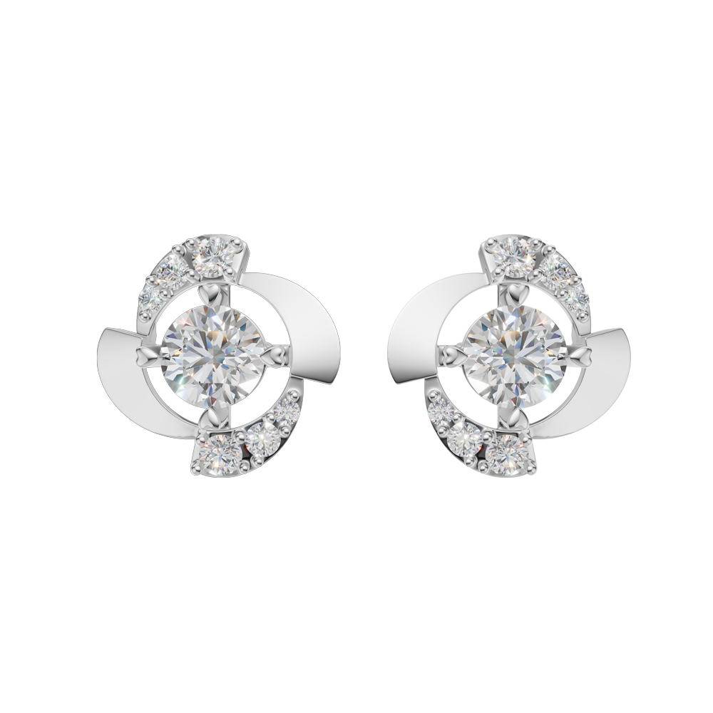 Hoa tai kim cương viên vàng 14K Zining GIA 2C GVER0110790