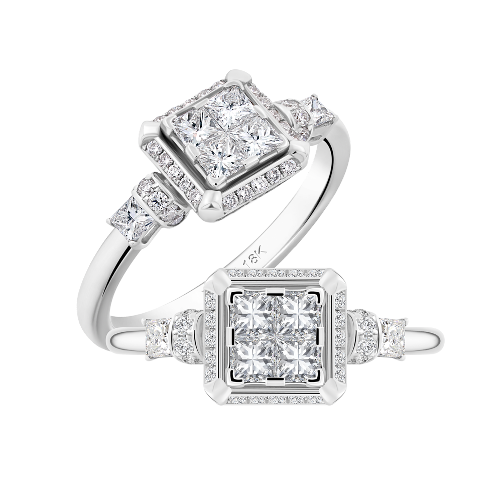 Nhẫn nữ kim cương viên vàng 18K Jena A043 TD