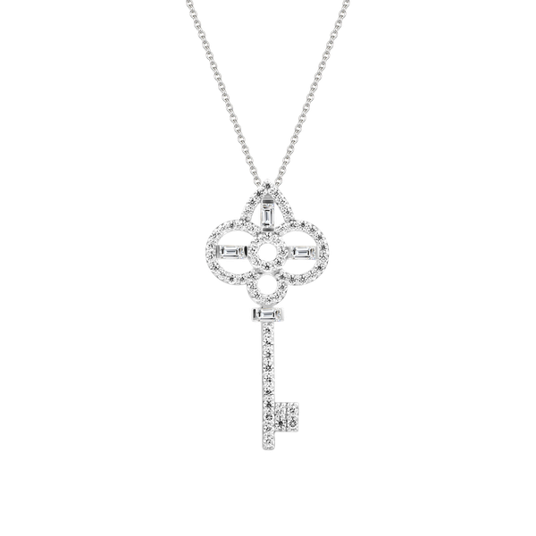 Mặt đính đá CZ vàng 14K Crown Key