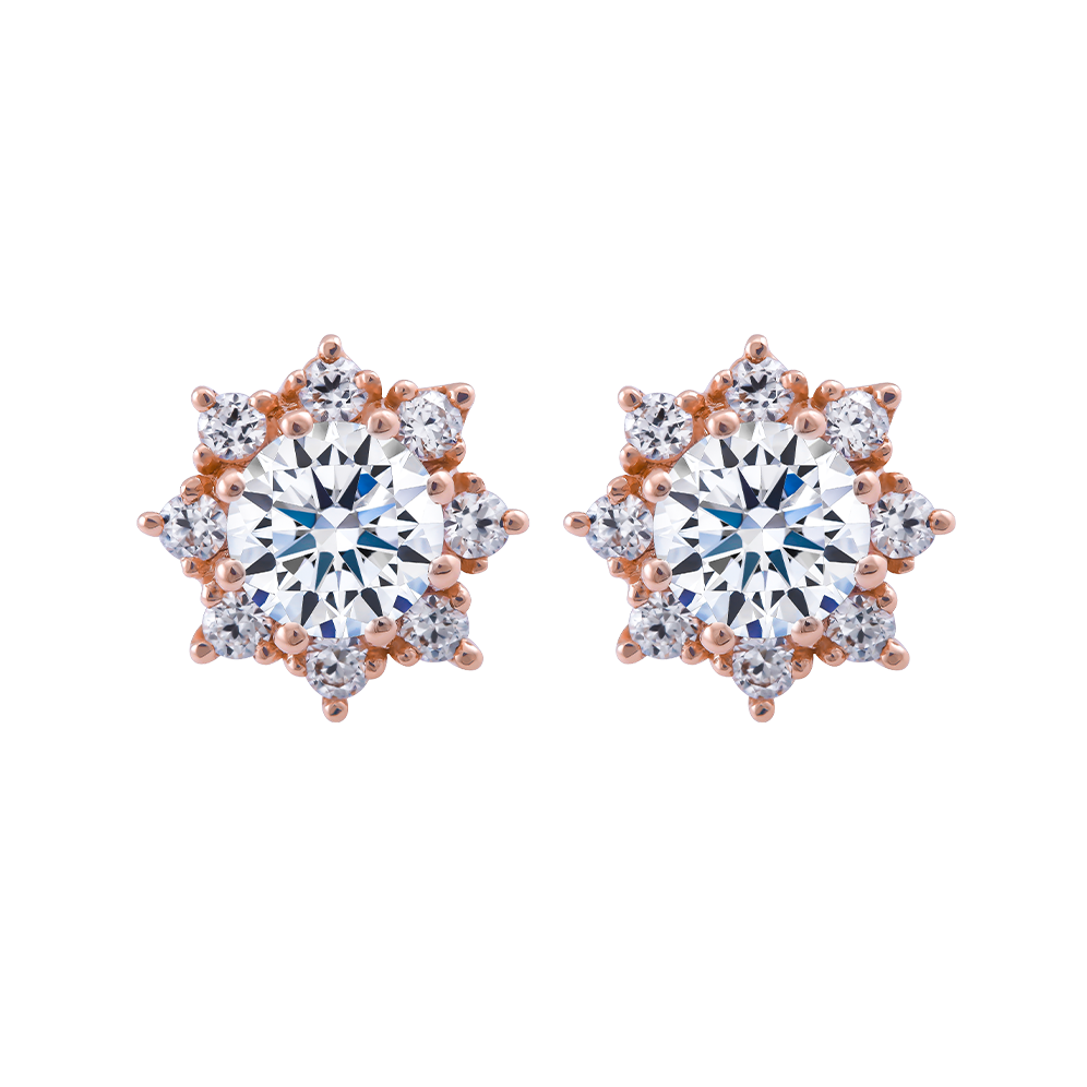 Hoa tai đính đá CZ vàng 10K Elissa NS 3C