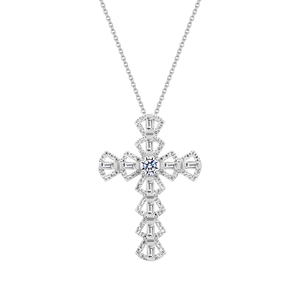 Mặt đính đá CZ vàng 14K Glowing Cross 2C