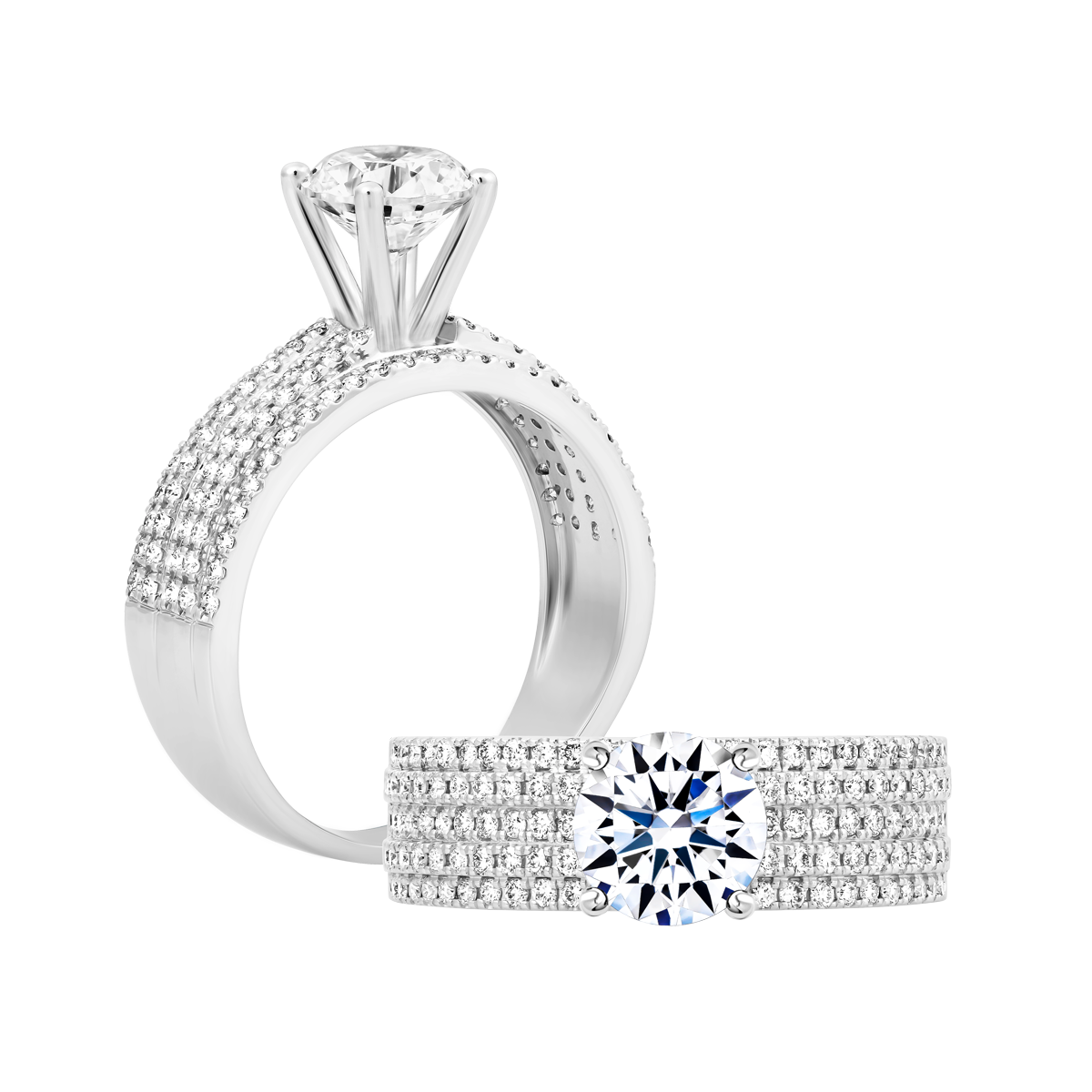 Ổ nhẫn nữ kim cương tấm vàng 14K Calmly 1CT