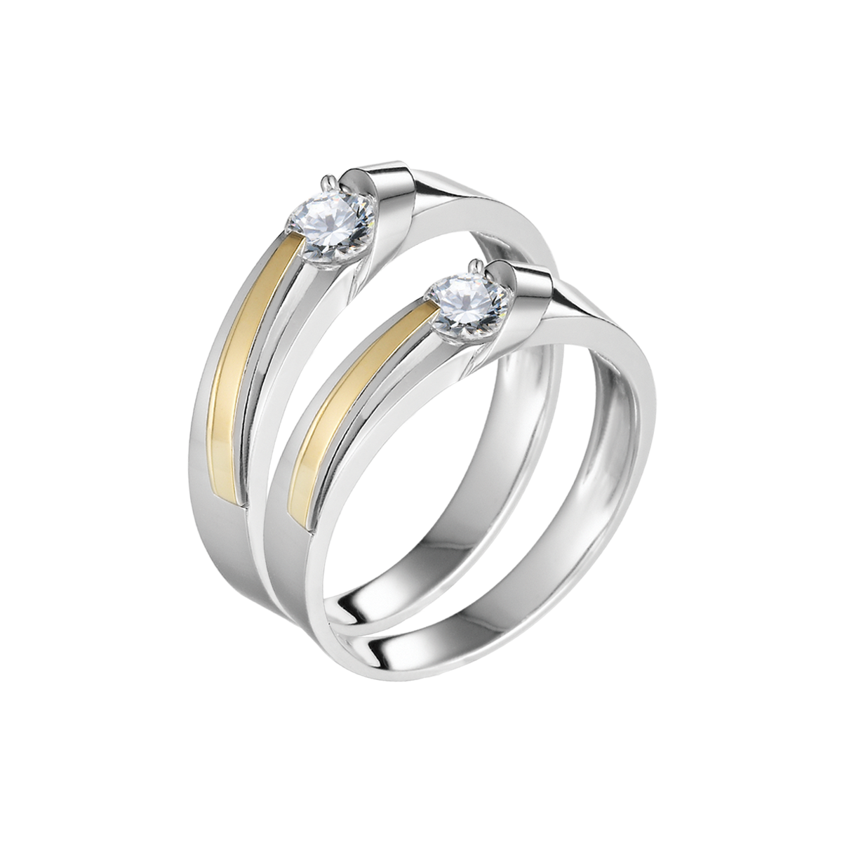 Nhẫn cưới nữ đính đá CZ vàng 14K Bleeper N2C F