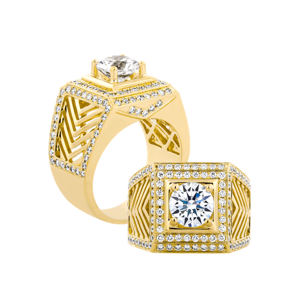 Nhẫn nam kim cương tấm vàng 14K Bugetta 2CT Y