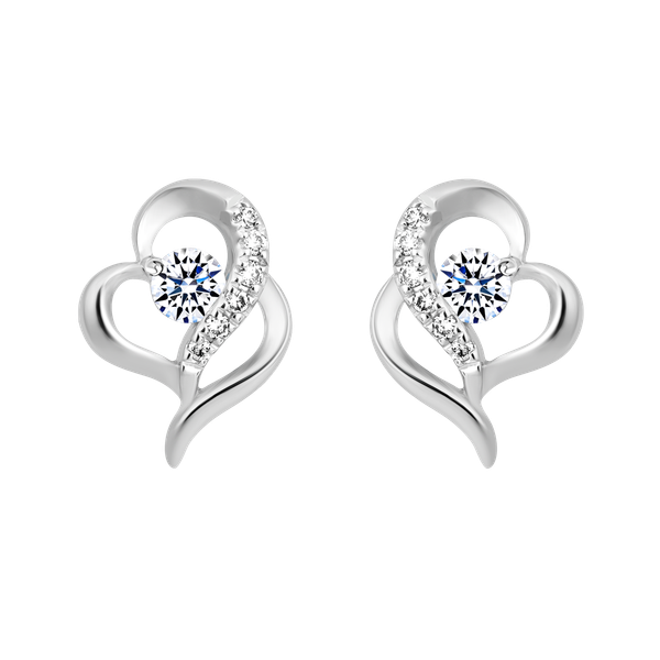 Hoa tai kim cương viên vàng 14K Glinting Heart