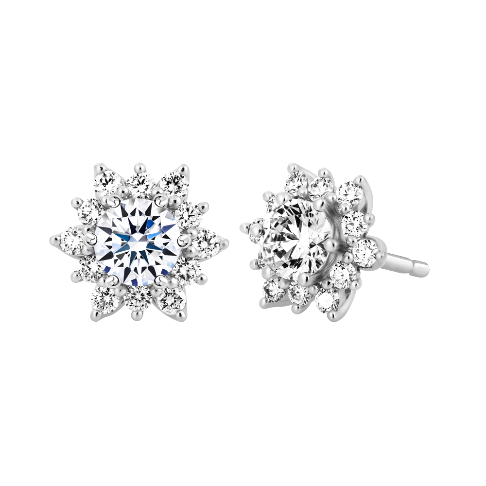 Hoa tai kim cương viên vàng 14K Enimeat GIA 3C