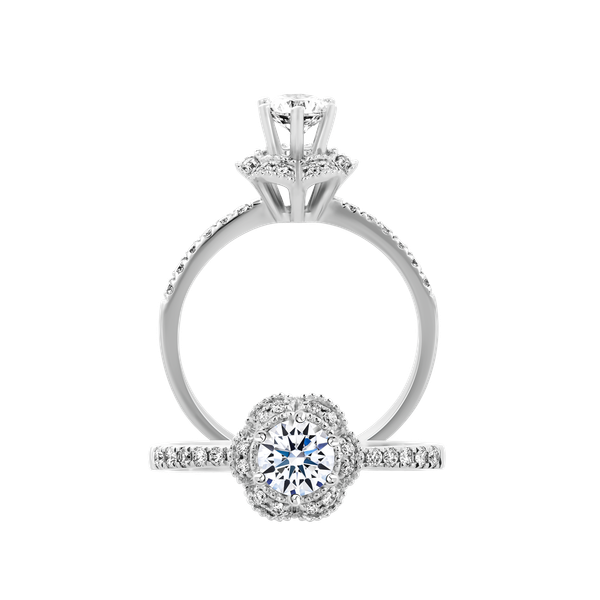 Ổ nhẫn nữ kim cương tấm vàng 14K Facile N 3C