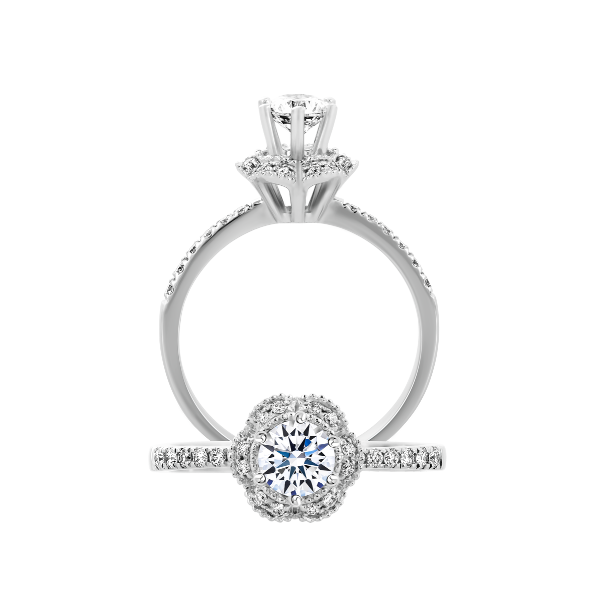 Ổ nhẫn nữ kim cương tấm vàng 14K Facile N 3C