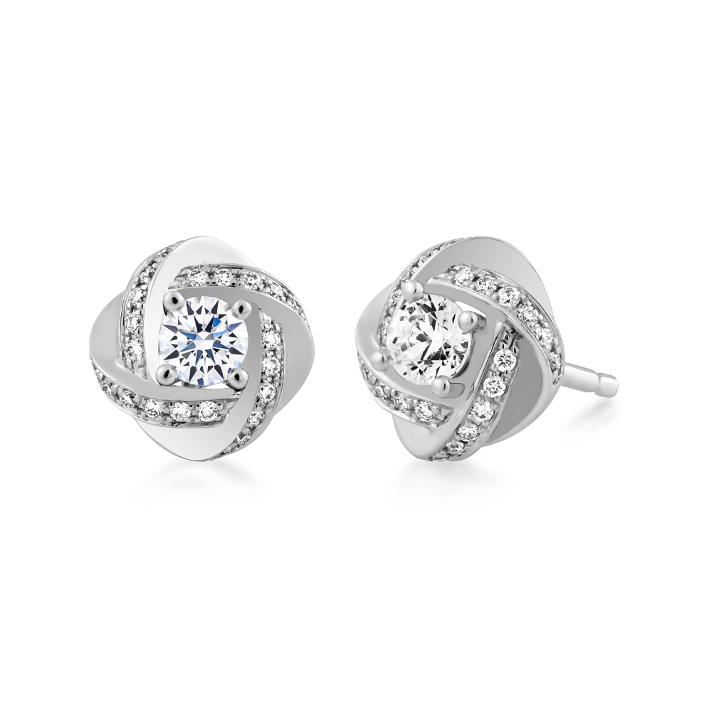 Hoa tai kim cương tấm vàng 14K Hasmin S 3C