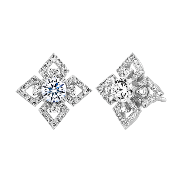 Hoa tai kim cương 8 Hearts & Arrows vàng 14K Luxurious H&A 2C