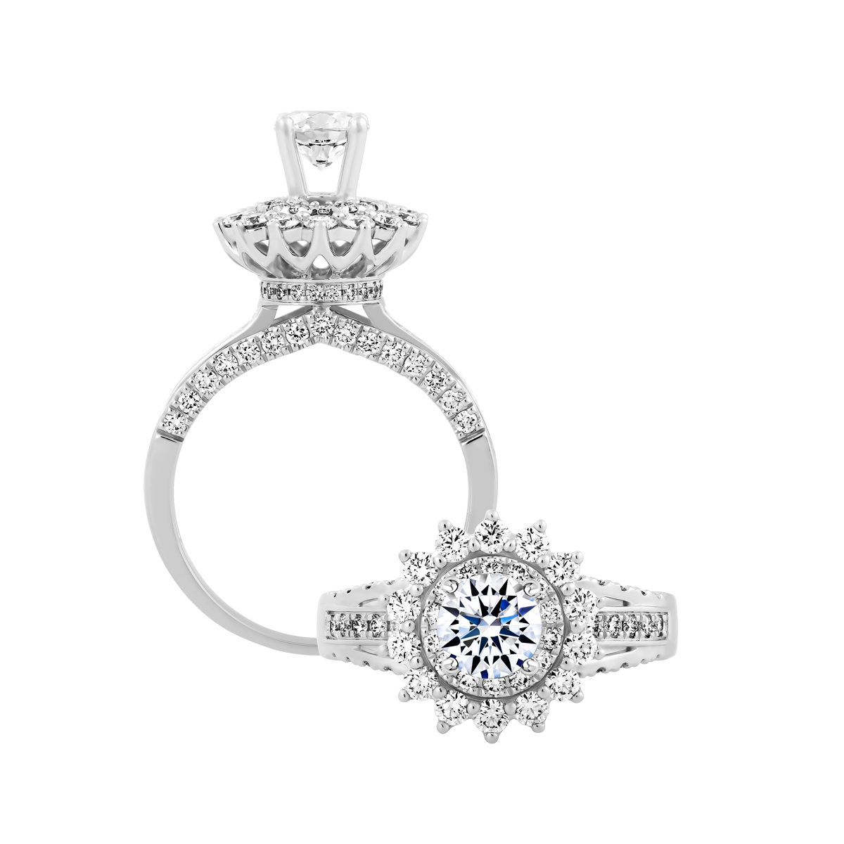 Nhẫn nữ kim cương tấm vàng 14K Radiant 5C