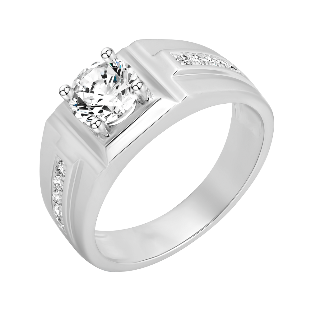 Nhẫn nam đính đá CZ vàng 14K Mighty 1CT W