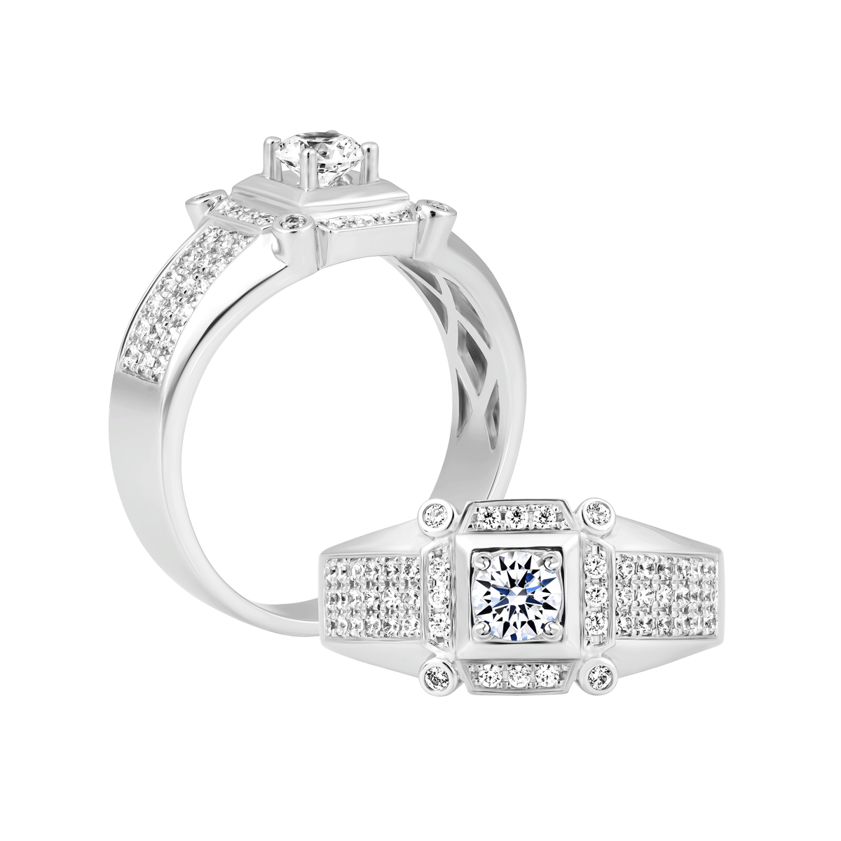 Nhẫn nam đính đá CZ vàng 10K Quartet 3C W