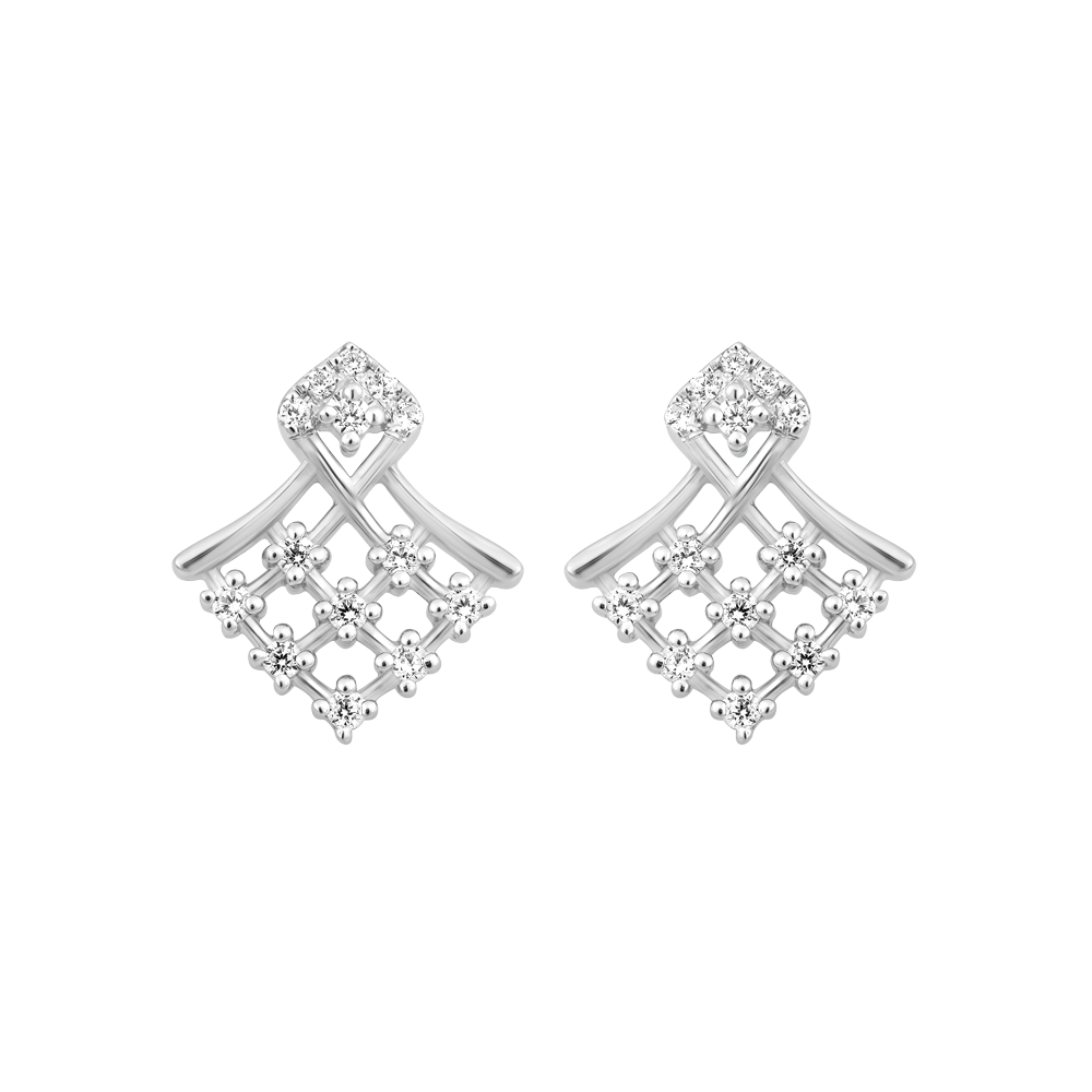 Hoa tai đính đá CZ vàng 18K Grainy