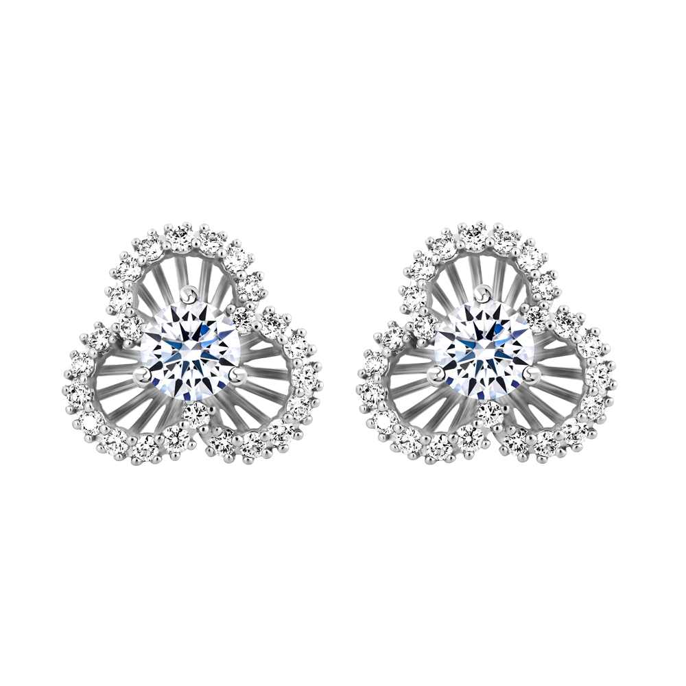 Hoa tai kim cương tấm vàng 14K Blossom 2C