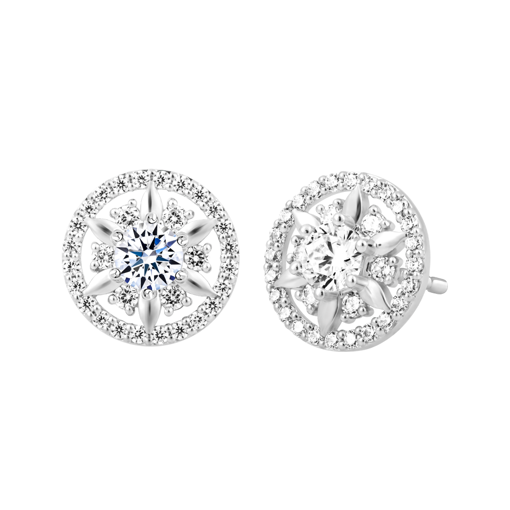 Hoa tai đính đá CZ vàng 14K Claretta V2 2C