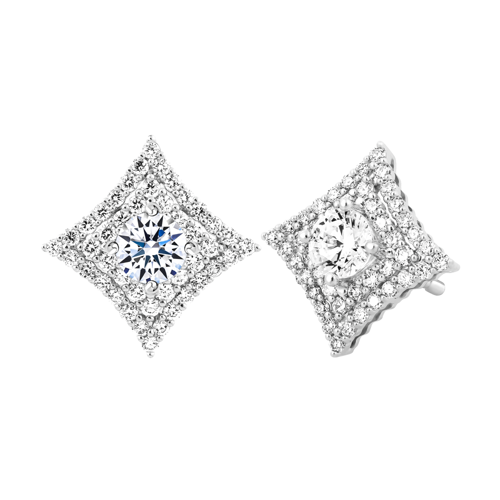 Hoa tai kim cương tấm vàng 14K Universing 3C