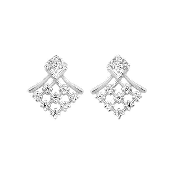 Hoa tai đính đá CZ vàng 18K Grainy