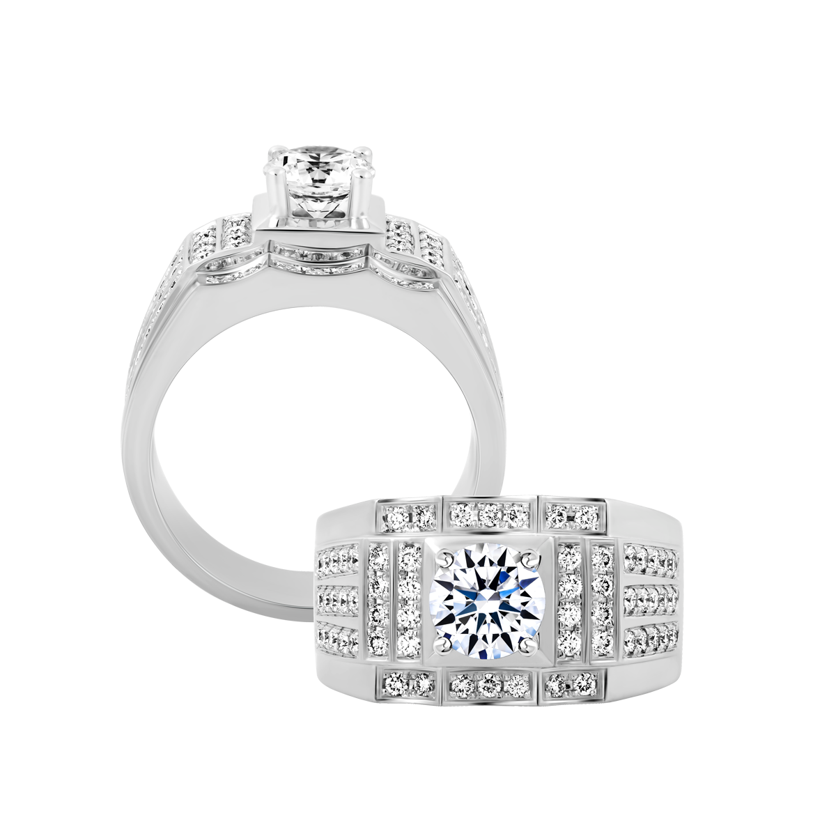 Nhẫn nam kim cương tấm vàng 14K Doughty 1CT W