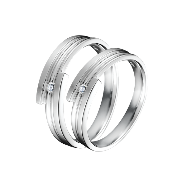 Nhẫn cưới nữ đính đá CZ vàng 14K Gemsa F