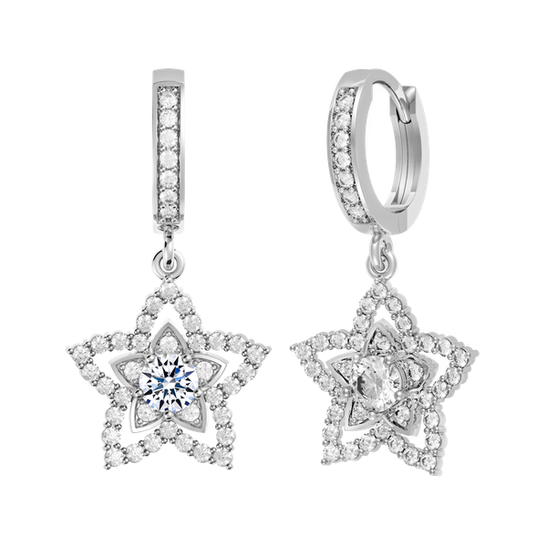 Hoa tai đính đá CZ vàng 10K Peacing 2C WS