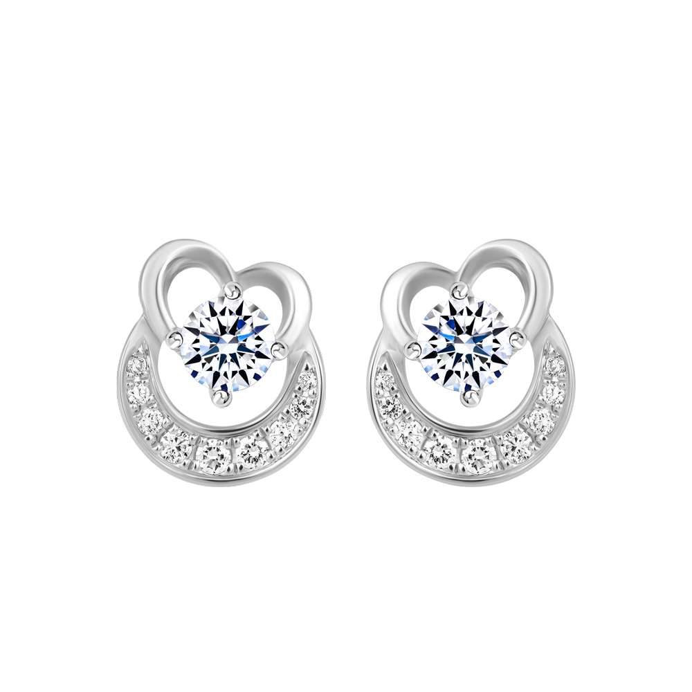 Hoa tai kim cương 8 Hearts & Arrows vàng 14K Berosal H&A 2C