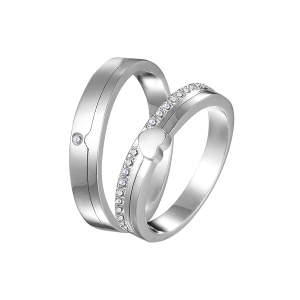 Nhẫn cưới nữ kim cương viên vàng 14K Heartiness F