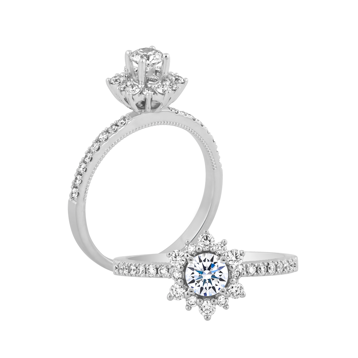 Nhẫn nữ kim cương tấm vàng 14K Emma 3C